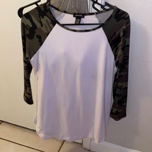 camouflage white baseball tee